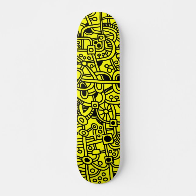Metropolis I - Black on Yellow Skateboard (Front)