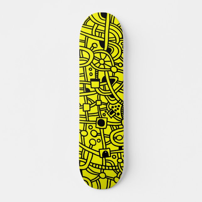 Metropolis II - Black on Yellow Skateboard (Front)