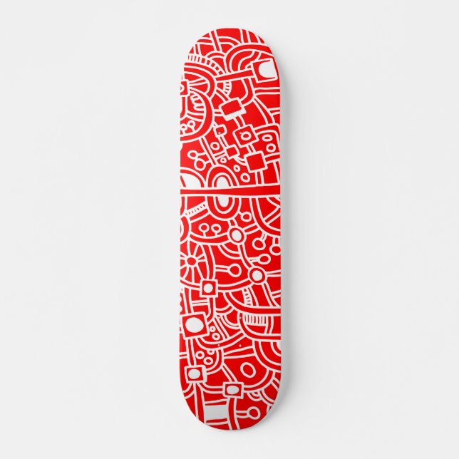 Metropolis III - White on Red Skateboard (Front)