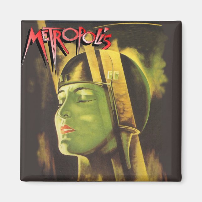 Metropolis square magnet (face in helmet) (Front)