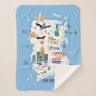 Metropolis Story Book Map Sherpa Blanket
