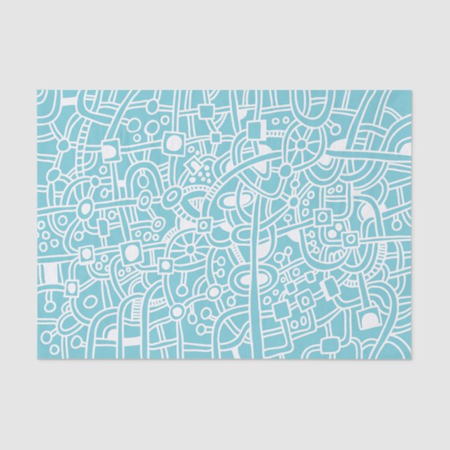 Metropolis - White on Duck Egg Blue Tissue Paper (Front)