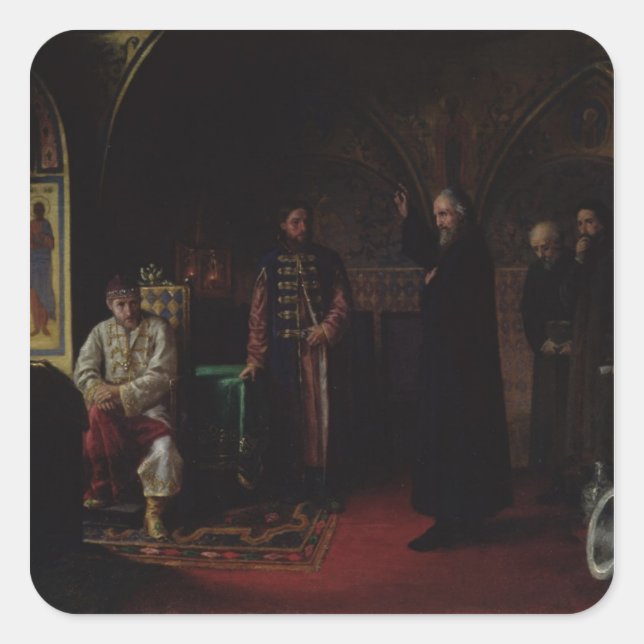Metropolitan Philip of Moscow  with Tsar Ivan Square Sticker (Front)