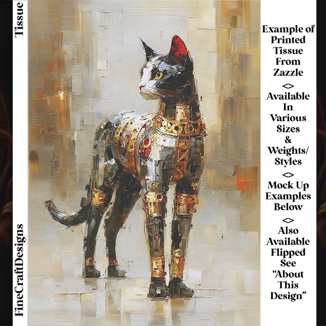 Mettalic Steampunk Cat Portrait EM5L Decoupage Tissue Paper (Creator Uploaded)