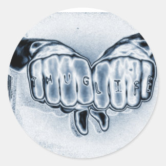 METTALIC THUG LIFE CLASSIC ROUND STICKER