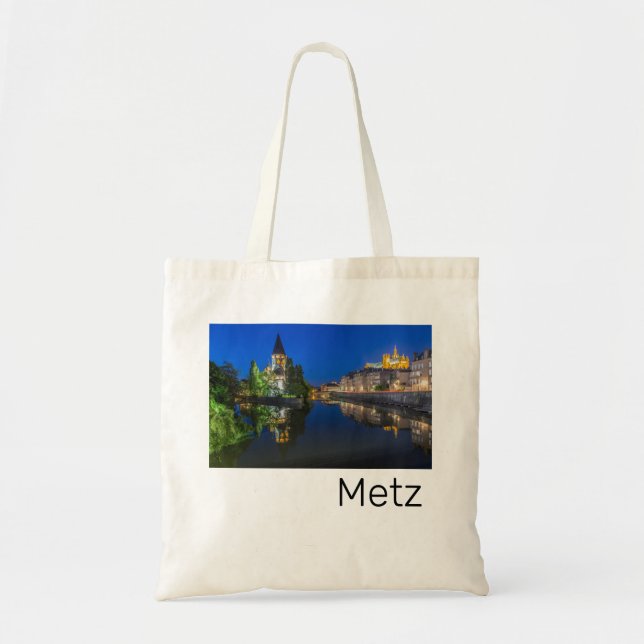 Metz Temple Neuf France Night Moselle Souvenir Tote Bag (Front)