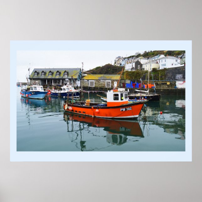 Mevagissey harbour in Cornwall Poster (Front)