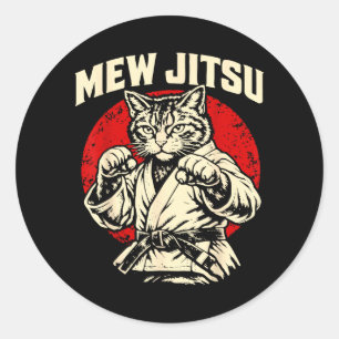 Mew Jitsu Brazilian Jiu Jitsu Martial Arts Cat Classic Round Sticker