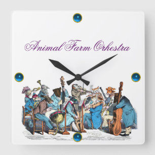 MEW MUSICAL LANGUAGE ANIMAL FARM ORCHESTRA SQUARE WALL CLOCK