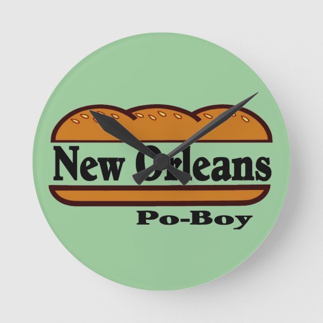 Mew Orleans Po Boy Round Clock (Front)
