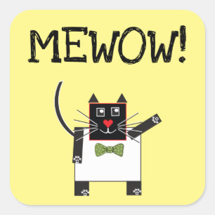 MEWOW STICKERS  Square Cat custom stickers Cat Fun