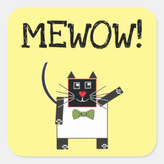 MEWOW STICKERS  Square Cat custom stickers Cat Fun