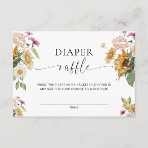 Mews Sunflower Baby Shower Diaper Raffle Ticket Enclosure Card