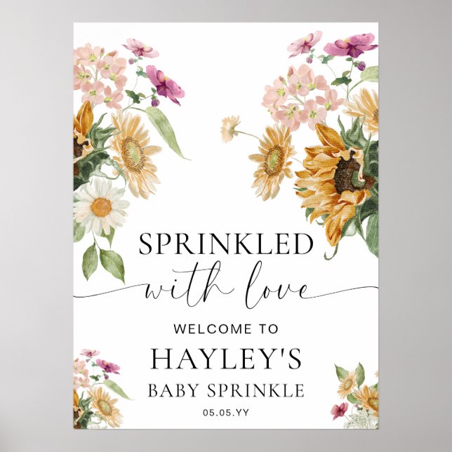 Mews Sunflower Fall Baby Sprinkle Welcome Sign (Front)