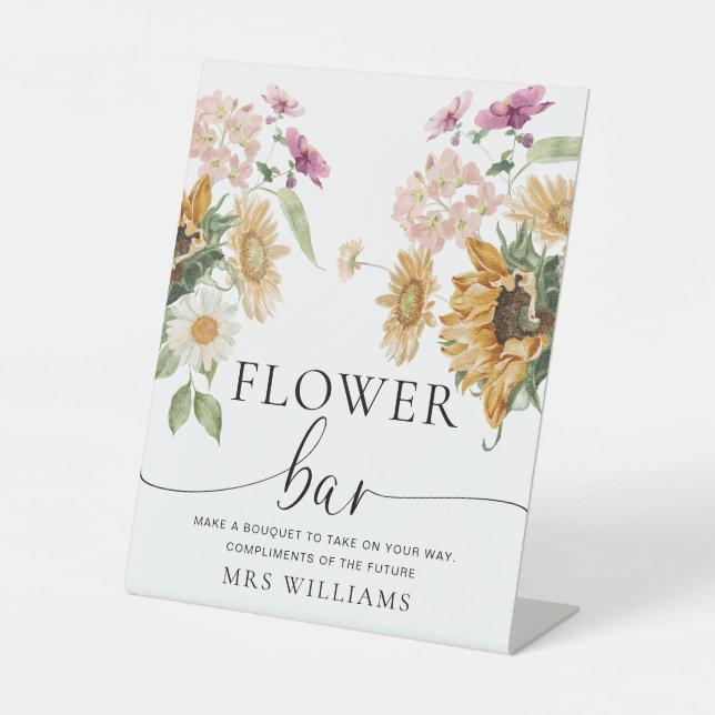 Mews Sunflower Fall Floral Flower Bar Sign (Front)