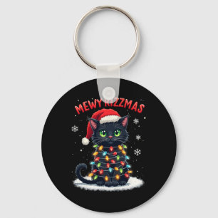 Mewy Rizzmas Funny Santa Cat Mewing Joke Rizz Xmas Key Ring