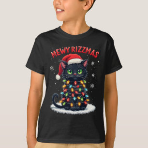 Mewy Rizzmas Funny Santa Cat Mewing Joke Rizz Xmas T-Shirt
