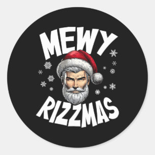 Mewy Rizzmas Kids Teens Funny Merry Christmas Sant Classic Round Sticker
