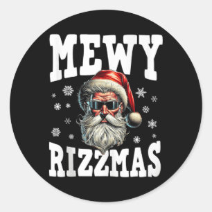 Mewy Rizzmas Kids Teens Funny Merry Christmas Sant Classic Round Sticker