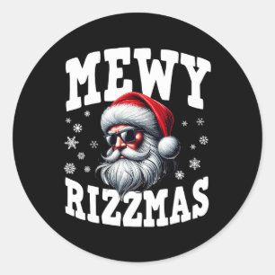 Mewy Rizzmas Kids Teens Funny Merry Christmas Sant Classic Round Sticker