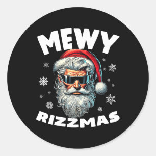 Mewy Rizzmas Kids Teens Funny Merry Christmas Sant Classic Round Sticker