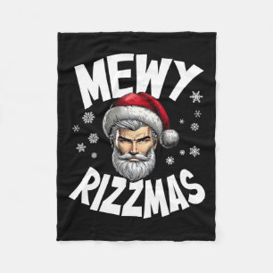 Mewy Rizzmas Kids Teens Funny Merry Christmas Sant Fleece Blanket