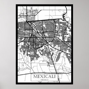 Mexicali Mexico City Map Poster
