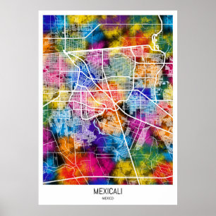 Mexicali Mexico City Map Poster