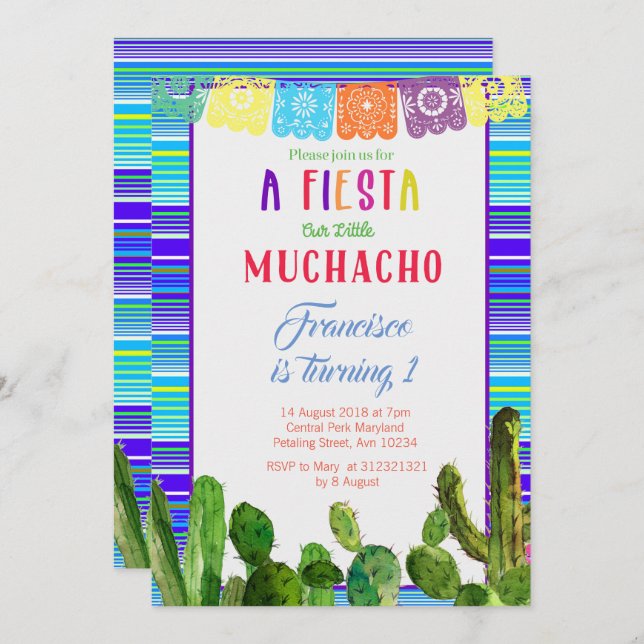 Mexican 1st birthday invitations (Front/Back)