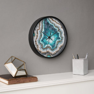 Mexican Agate Turquoise Cenote Clock