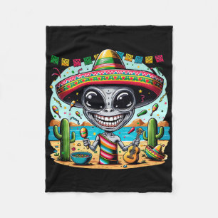 Mexican Alien-poncho Cinco De Mayo Let's Fiesta Me Fleece Blanket