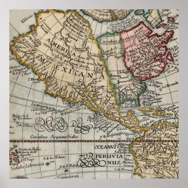 Mexican America Map Vintage  Poster (Front)