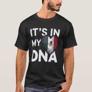 Mexican American Fingerprint Heart Flag DNA Herita T-Shirt
