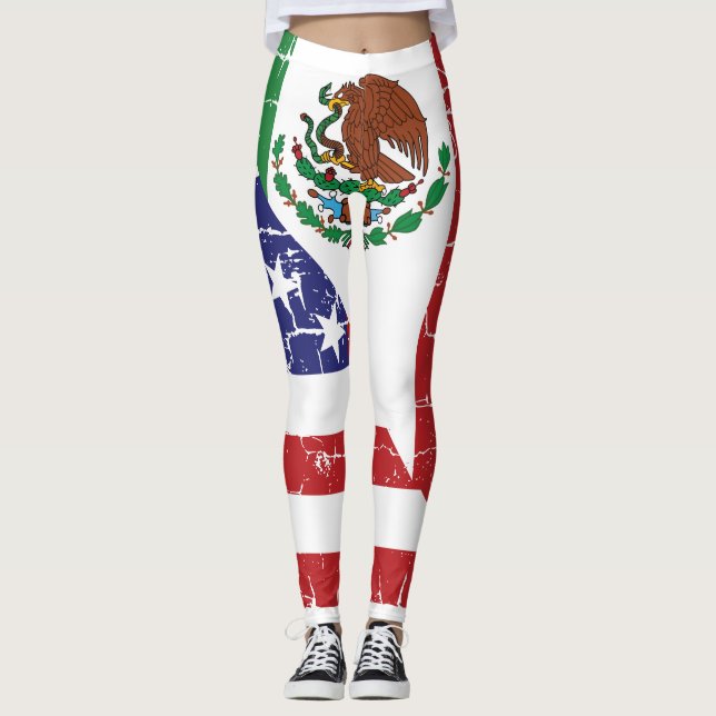 Mexican American Flag Leggings (Front)
