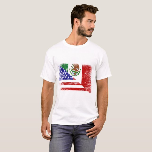 Mexican American Flag mix T-Shirt (Front Full)