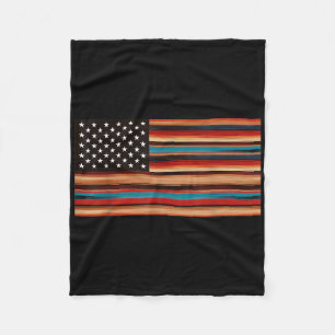 Mexican American Flag Serape Cinco De Mayo Fiesta Fleece Blanket