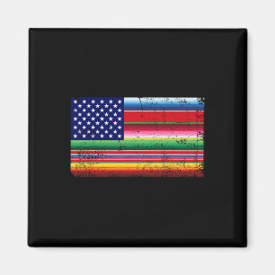 Mexican American Flag Usa Serape Cinco De Mayo Par Magnet