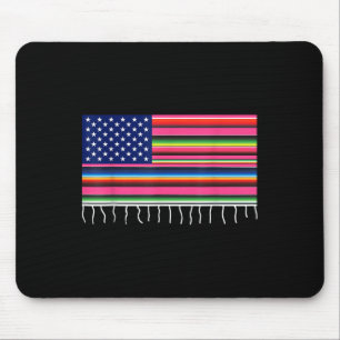 Mexican American Flag Usa Serape Cinco De Mayo Par Mouse Pad