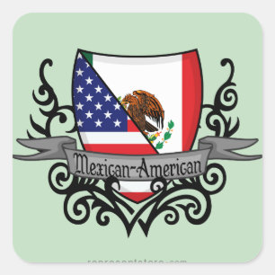 Mexican-American Shield Flag Square Sticker