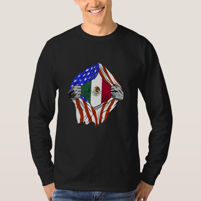 Mexican American USA Flag Mexico Mexican Pride Mex T-Shirt (Front)