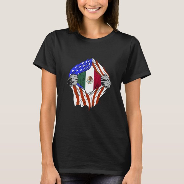 Mexican American USA Flag Mexico Mexican Pride Mex T-Shirt (Front)