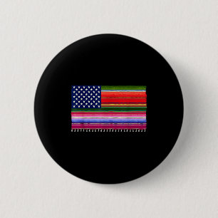 Mexican american usa flag serape cinco de mayo for 6 cm round badge