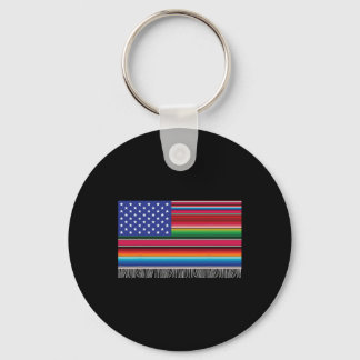 Mexican American Usa Flag Serape Cinco De Mayo For Key Ring