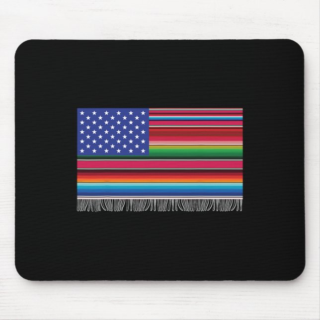 Mexican American Usa Flag Serape Cinco De Mayo For Mouse Pad (Front)