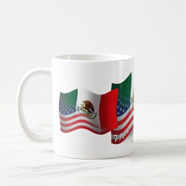 Mexican-American Waving Flag Coffee Mug (Left)