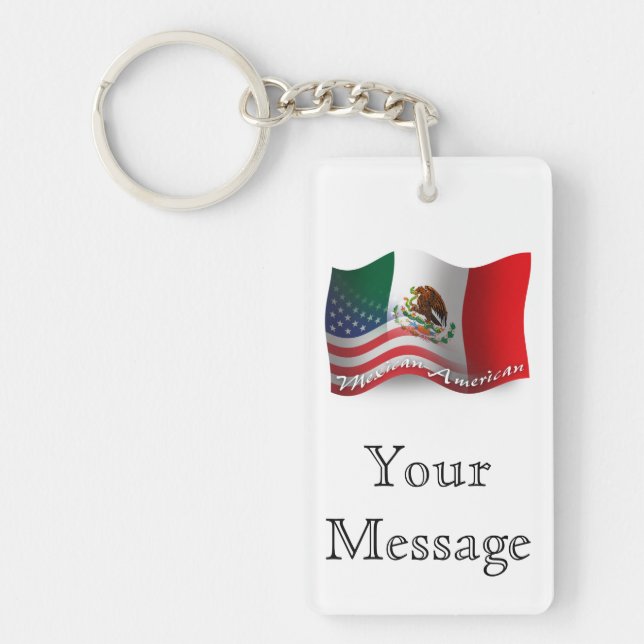 Mexican-American Waving Flag Key Ring (Front)