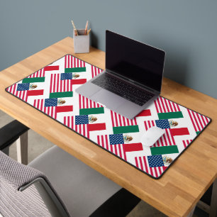 Mexican and American Flags  Desk Mat