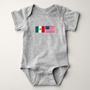 Mexican and American Flags Side by Side Baby Bodysuit