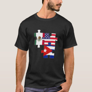 Mexican And Cuban Roots Plus Usa Flag T-Shirt