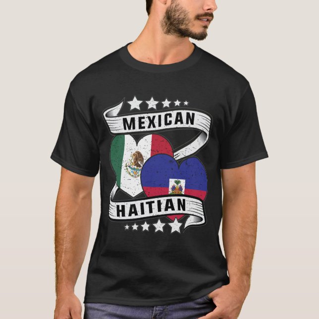 Mexican And Haitian Flag T-Shirt (Front)